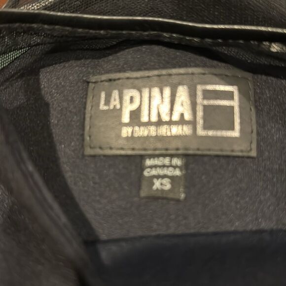 LaPina by David Helwani Nathalie Dress in Black/Black Leather Size XS - Picture 9 of 12